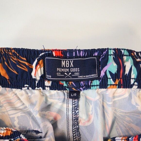 MBX Premium Goods Mens Swim Trunks Floral Flex Fit Elastic Waist Drawstring Sz L - Picture 2 of 7